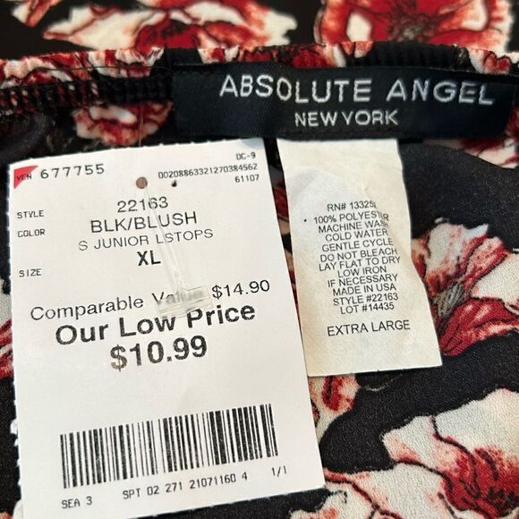 Absolute Angel New York Junior Floral Print Off Blouse Size XL - Picture 3 of 3